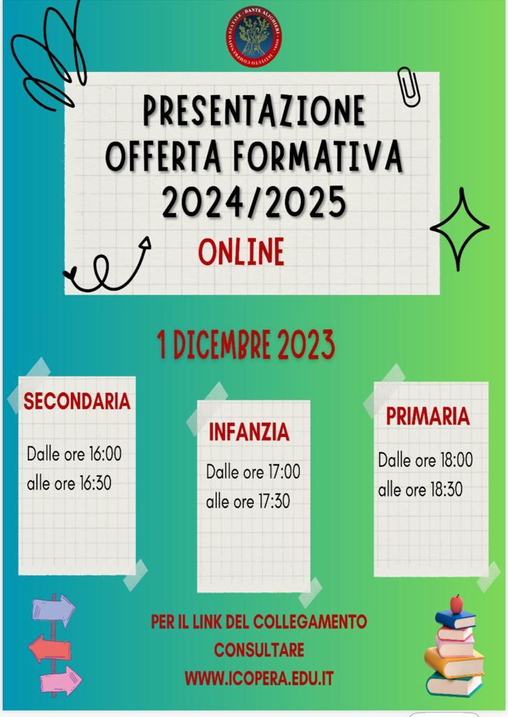 Presentazione Dellofferta Formativa 2024 2025 Notizie Istituto Comprensivo Dante